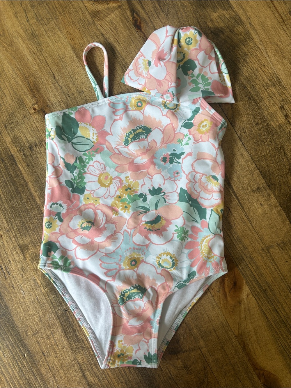 Girls Janie and Jack One Piece Floral Bow Bathing Suit